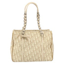 Christian Dior Trotter Canvas Romantic Tote Bag PVC Beige Silver Auth gh1473-13