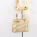 Christian Dior Trotter Canvas Romantic Tote Bag PVC Beige Silver Auth gh1473-22