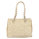 Christian Dior Trotter Canvas Romantic Tote Bag PVC Beige Silver Auth gh1473-2