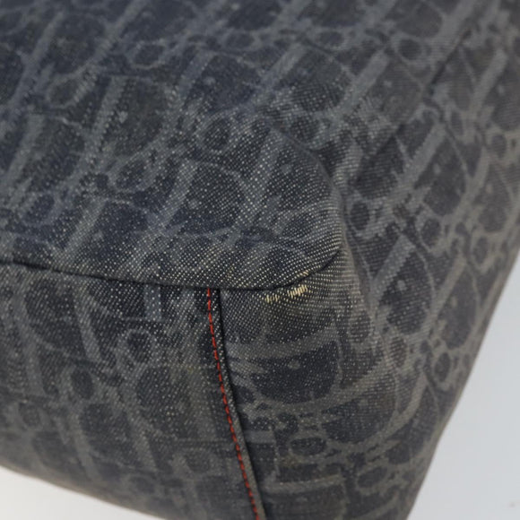 Christian Dior Trotter Canvas Shoulder Bag Navy Silver Auth gh1474