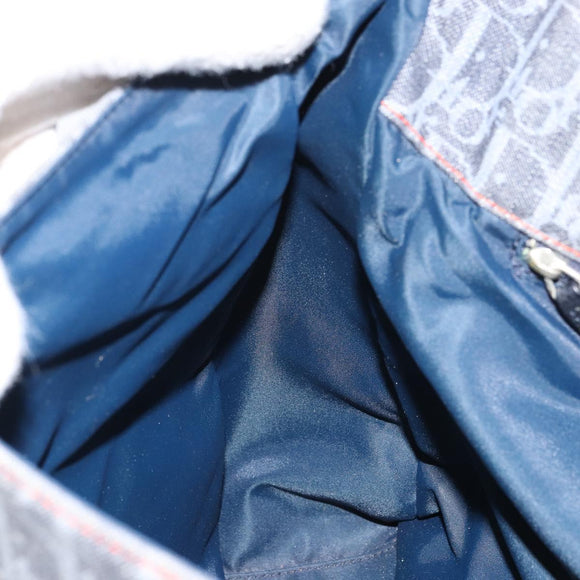 Christian Dior Trotter Canvas Shoulder Bag Navy Silver Auth gh1474