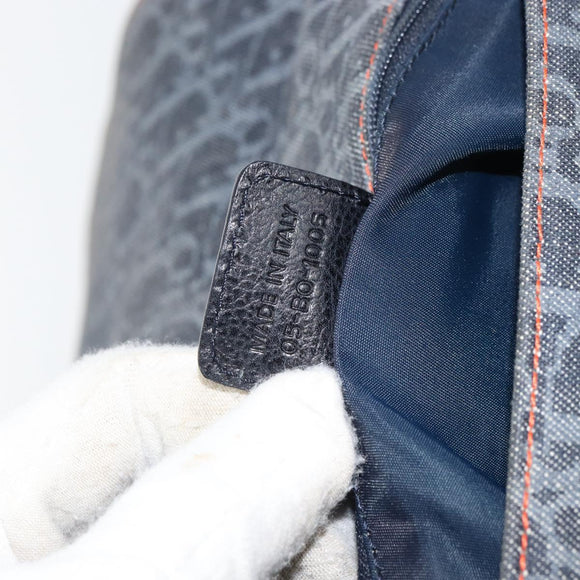 Christian Dior Trotter Canvas Shoulder Bag Navy Silver Auth gh1474