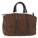 Christian Dior Trotter Canvas Boston Bag Brown Gold Auth gh1476-1