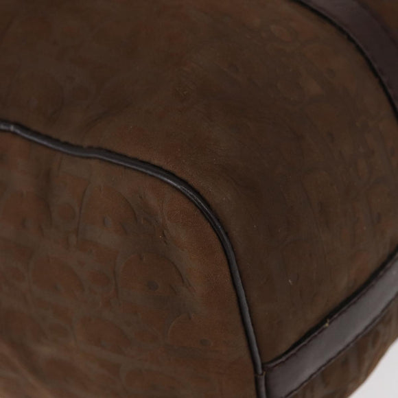 Christian Dior Trotter Canvas Boston Bag Brown Gold Auth gh1476