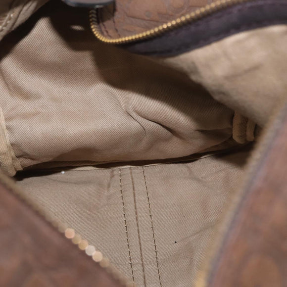 Christian Dior Trotter Canvas Boston Bag Brown Gold Auth gh1476