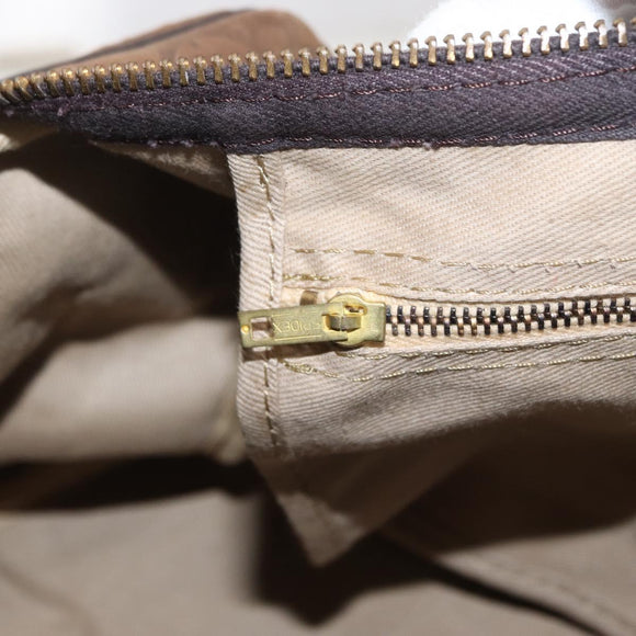 Christian Dior Trotter Canvas Boston Bag Brown Gold Auth gh1476