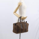 Christian Dior Trotter Canvas Boston Bag Brown Gold Auth gh1476-20