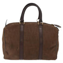 Christian Dior Trotter Canvas Boston Bag Brown Gold Auth gh1476-3