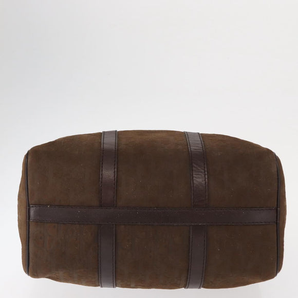 Christian Dior Trotter Canvas Boston Bag Brown Gold Auth gh1476