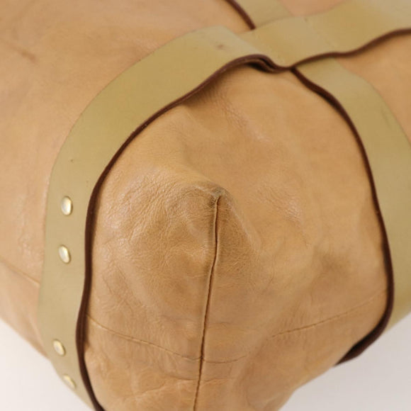 Chloe Tote Bag Leather Beige Gold Auth gh1477