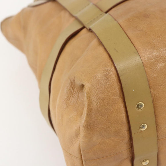 Chloe Tote Bag Leather Beige Gold Auth gh1477