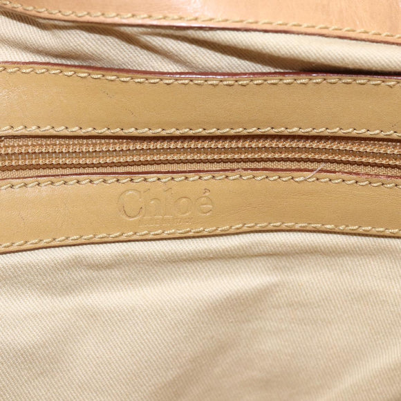 Chloe Tote Bag Leather Beige Gold Auth gh1477
