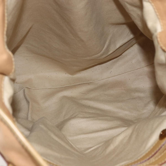 Chloe Tote Bag Leather Beige Gold Auth gh1477