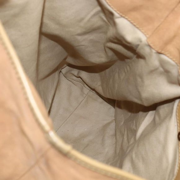 Chloe Tote Bag Leather Beige Gold Auth gh1477