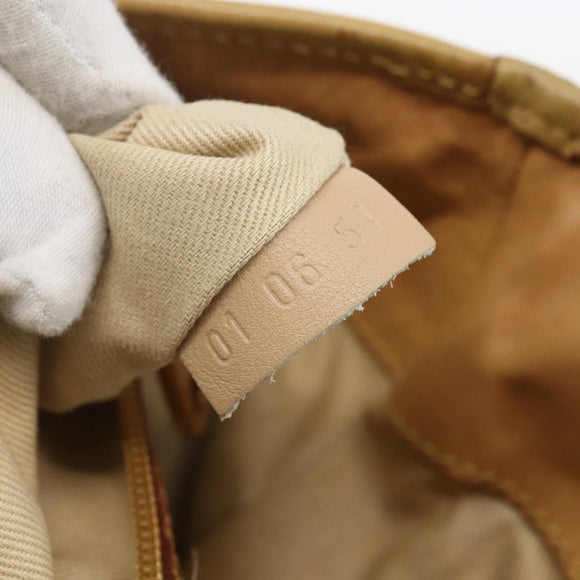 Chloe Tote Bag Leather Beige Gold Auth gh1477