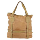 Chloe Tote Bag Leather Beige Gold Auth gh1477-2