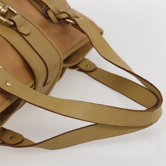 Chloe Tote Bag Leather Beige Gold Auth gh1477