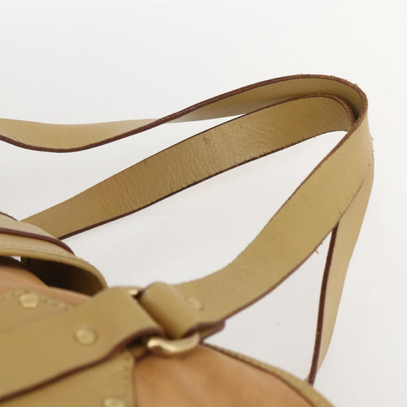 Chloe Tote Bag Leather Beige Gold Auth gh1477