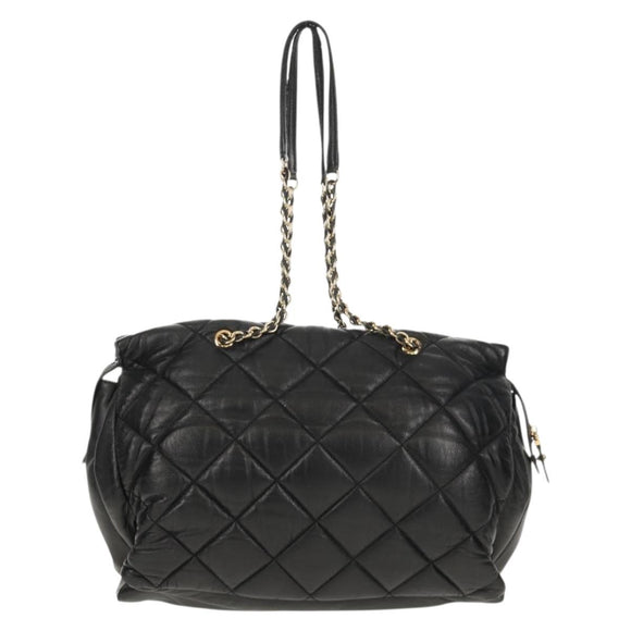 Salvatore Ferragamo Chain Vala Shoulder Bag Leather Black Gold Auth gh1480