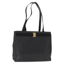 Salvatore Ferragamo Vala Tote Bag Leather Black Gold Auth gh1481-1
