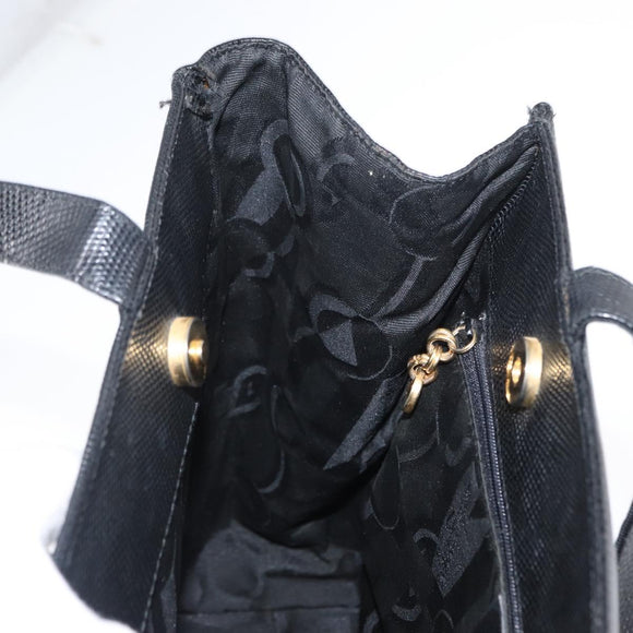 Salvatore Ferragamo Vala Tote Bag Leather Black Gold Auth gh1481