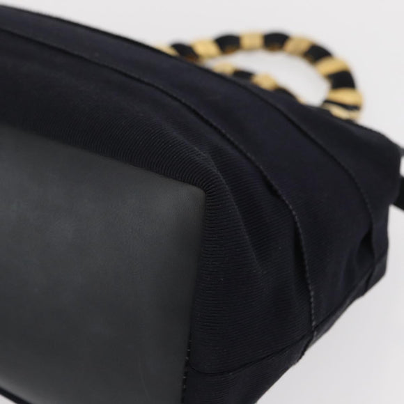 Salvatore Ferragamo Vala Hand Bag Canvas Navy Gold Auth gh1482