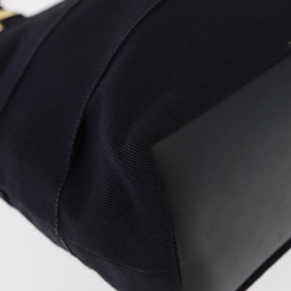 Salvatore Ferragamo Vala Hand Bag Canvas Navy Gold Auth gh1482