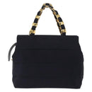 Salvatore Ferragamo Vala Hand Bag Canvas Navy Gold Auth gh1482-3