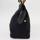 Salvatore Ferragamo Vala Hand Bag Canvas Navy Gold Auth gh1482-4