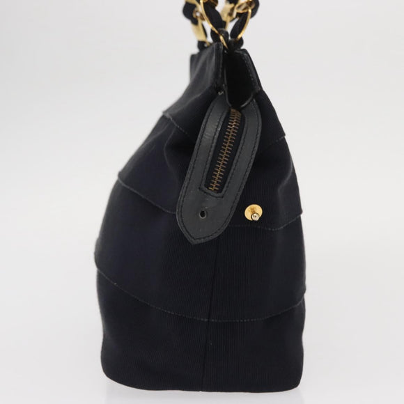 Salvatore Ferragamo Vala Hand Bag Canvas Navy Gold Auth gh1482