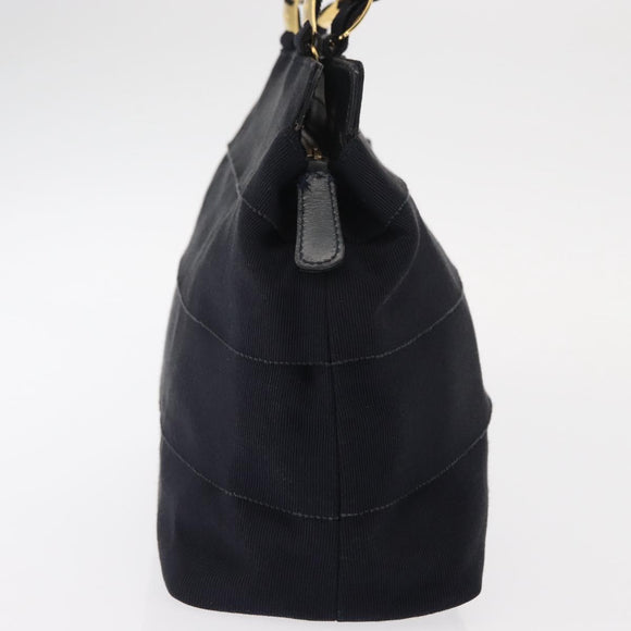 Salvatore Ferragamo Vala Hand Bag Canvas Navy Gold Auth gh1482