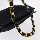 Salvatore Ferragamo Vala Hand Bag Canvas Navy Gold Auth gh1482-6