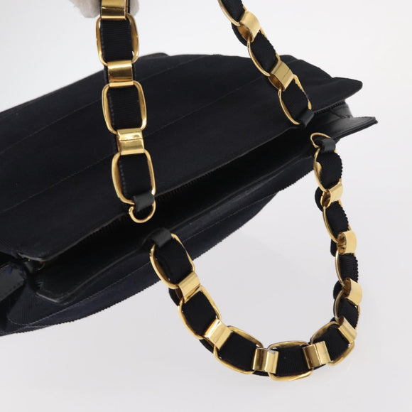Salvatore Ferragamo Vala Hand Bag Canvas Navy Gold Auth gh1482