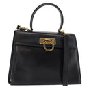 Salvatore Ferragamo Gancini Hand Bag Leather 2way Black Gold Auth gh1484-1