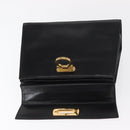 Salvatore Ferragamo Gancini Hand Bag Leather 2way Black Gold Auth gh1484-10