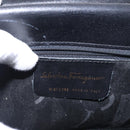 Salvatore Ferragamo Gancini Hand Bag Leather 2way Black Gold Auth gh1484-12