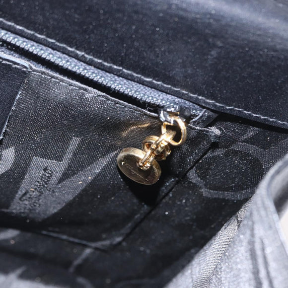 Salvatore Ferragamo Gancini Hand Bag Leather 2way Black Gold Auth gh1484
