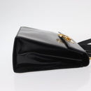 Salvatore Ferragamo Gancini Hand Bag Leather 2way Black Gold Auth gh1484-3