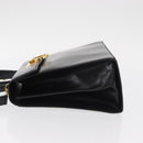 Salvatore Ferragamo Gancini Hand Bag Leather 2way Black Gold Auth gh1484-4