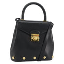Salvatore Ferragamo Hand Bag Leather 2way Black Gold Auth gh1485-1