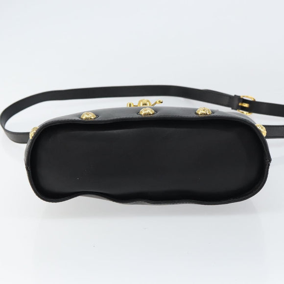 Salvatore Ferragamo Hand Bag Leather 2way Black Gold Auth gh1485