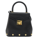 Salvatore Ferragamo Hand Bag Leather 2way Black Gold Auth gh1485-13