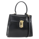 PRADA Hand Bag Leather 2way Black Gold Auth gh1488-1