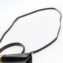 PRADA Hand Bag Leather 2way Black Gold Auth gh1488-15