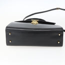 PRADA Hand Bag Leather 2way Black Gold Auth gh1488-5