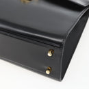 PRADA Hand Bag Leather 2way Black Gold Auth gh1488-16