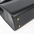 PRADA Hand Bag Leather 2way Black Gold Auth gh1488-17