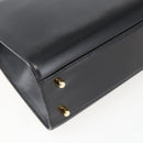 PRADA Hand Bag Leather 2way Black Gold Auth gh1488-19