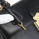 PRADA Hand Bag Leather 2way Black Gold Auth gh1488-20