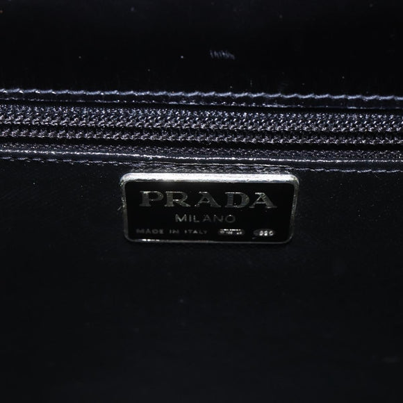 PRADA Hand Bag Leather 2way Black Gold Auth gh1488